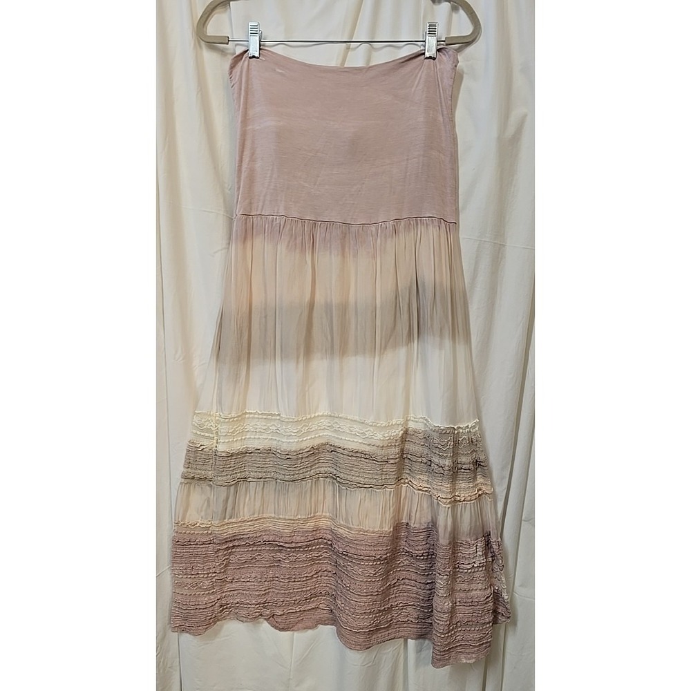 LOLA Made In Italy Silky Maxi Tiered Skirt L‎ Cottagecore Romantic - Picture 2 of 8